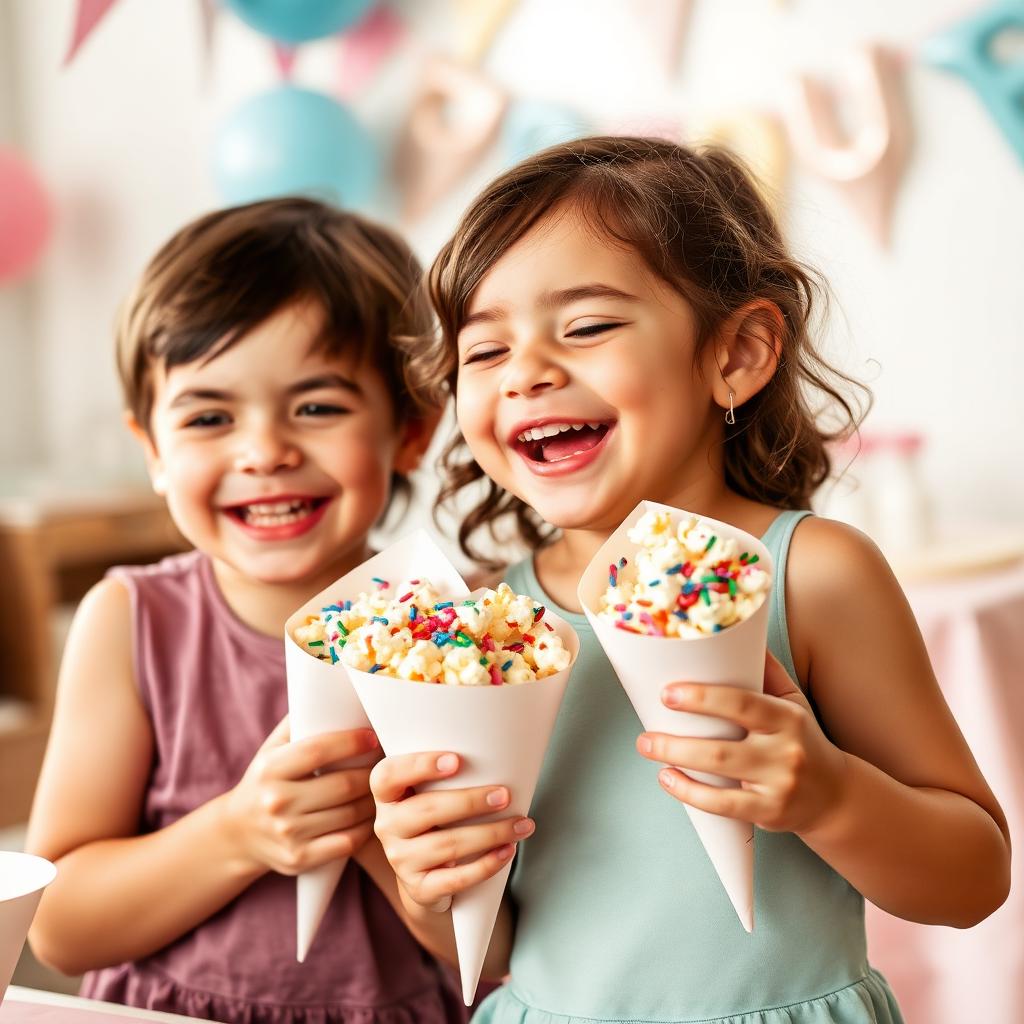 Kids enjoying caramel popcorn
